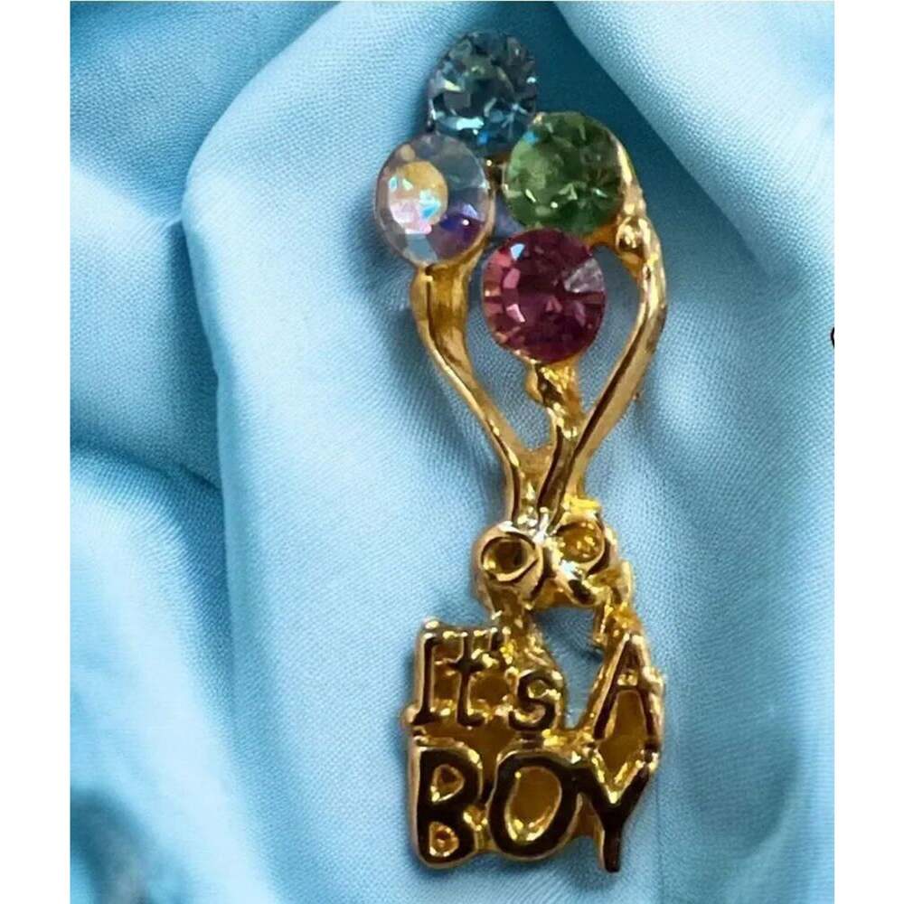 "It's A Boy" Balloon Rhinestone Pin - Picture 3 of 6